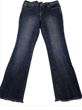 Vertigo Jeans Bootcut Raw Hem Denim Size 8 Dark Wash Stretch Flare